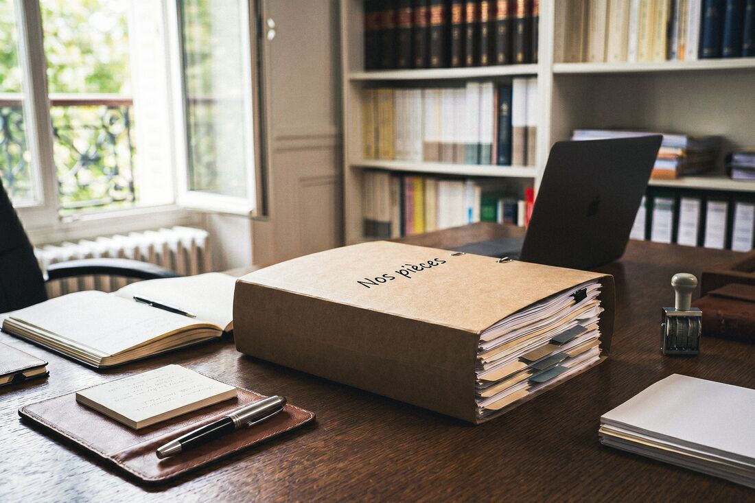 Avocat constituant un dossier de pièces